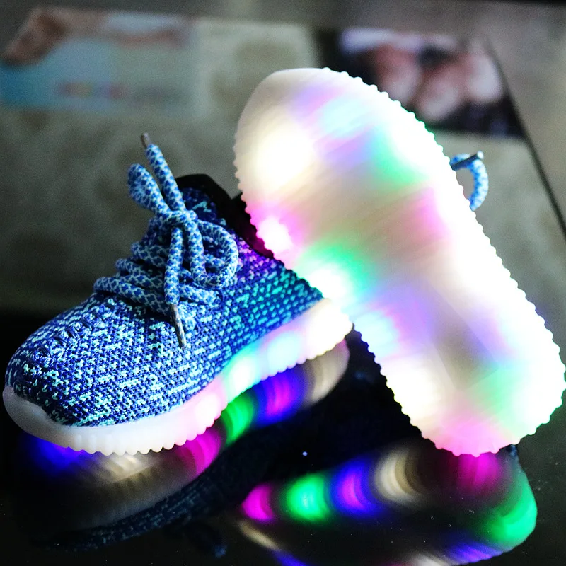 

2018 Luminous Shoes Girl Led Children Mesh Light Up Shoes Lights Baby Sneakers For Kids Fashion Boys Sport Running Lace-Up Shoe