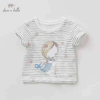 

DBZ10309-1 dave bella summer baby girls fashion T-shirt children cartoon cute tops girls high quality pullover kids lolita tees
