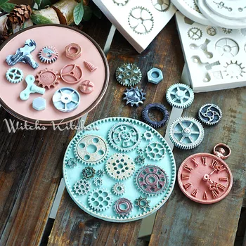 

6 Design 3D Gear Silicone Mold Baking Tools Fondant Chocolate Mold Cake Decorating Tools Watch and Wheel Gear Shape Mold 9723