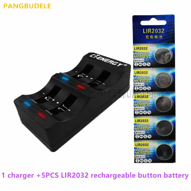 1PCS charger+4PCSLIR2032 , rechargeable LIR2032 LIR2025 LIR2016 3.6V