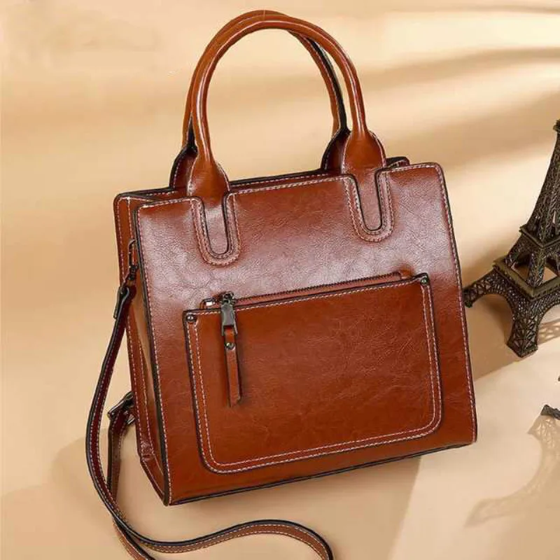 

New Fashion European and American genuine leather shoulder messenger handbag oil wax leather bags
