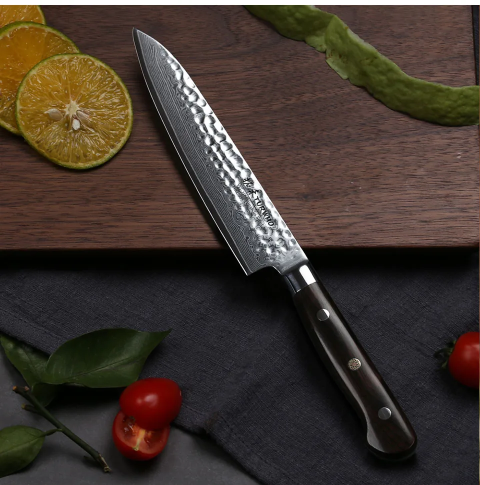 TURWHO 4 шт. наборы кухонных ножей 67 слоев Дамасские японские ножи высокого качества NaKiri шеф-повара Santoku нож с черной ручкой