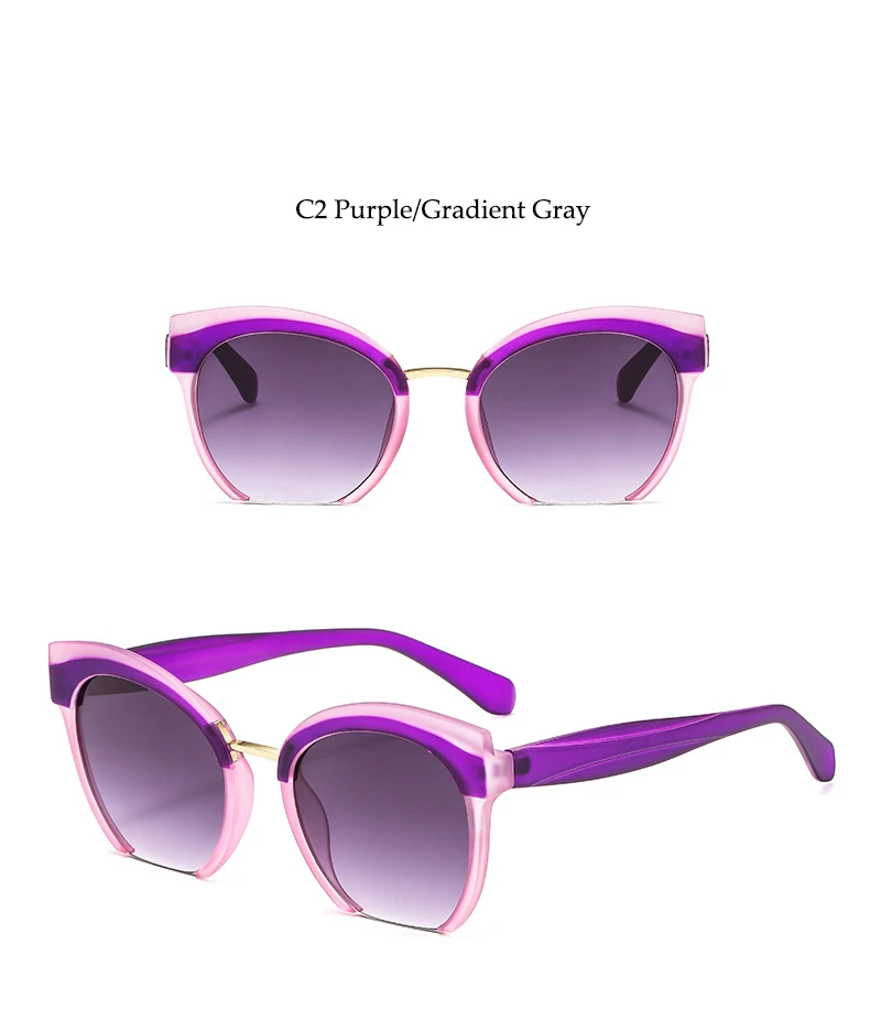 unique sunglasses women luxury brand designer high quality Transparent half frame Sunglasses Gradient lens UV400 0488
