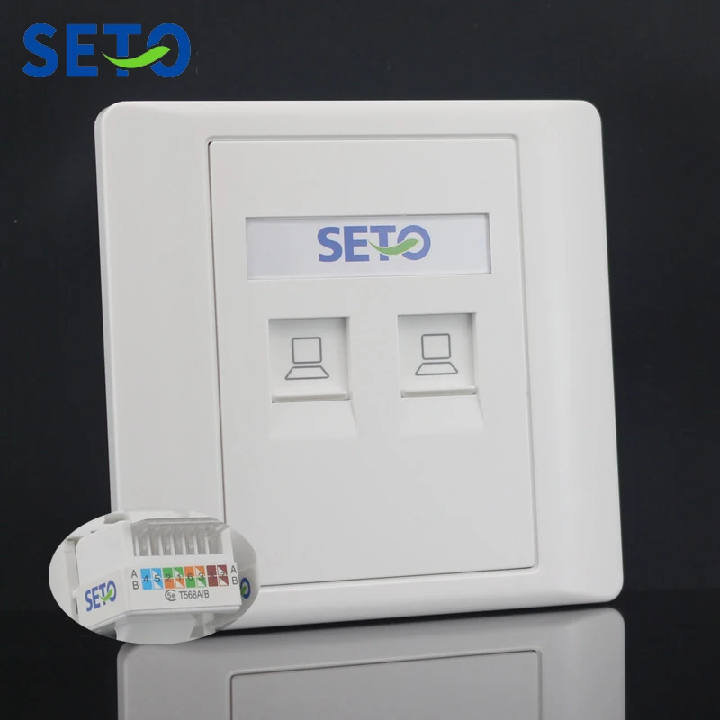 SeTo 86 Type Double Port Network Lan RJ45 Cat5e Wall Plate Socket ...