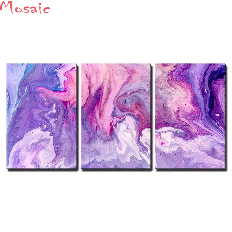 

Abstract Purple Painting 3pcs/set diamond painting cross stitch kits mosaic Diamond Embroidery full drill picture of rhinestone