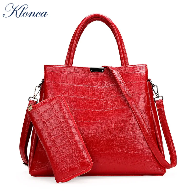 

Klonca freeshipping chic female handbag new stone luxury handbags women bags designer quality PU leather composite bag 2019 hot