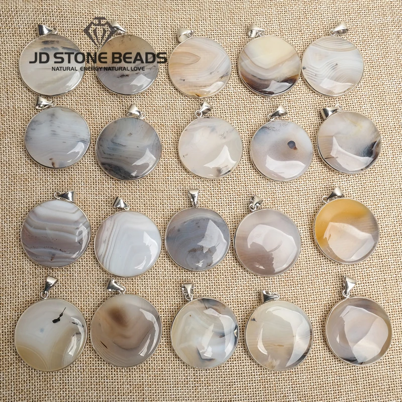

Free Shipping Natural Plants Agate Round Shape Pendant Personal Design Gifts Accessory