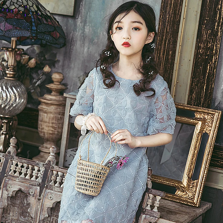 

5354 Flowers Embroidery Princess Baby Girl Dress 2019 New Summer Wedding Party Kid Dress For Girl Wholesale baby girl clothes
