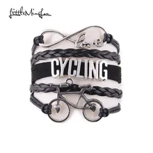 Маленький MingLou Бесконечность любовь велосипедный браслет велосипед Шарм Спорт хобби браслеты и браслеты для женщин мужчин ювелирные изделия Прямая