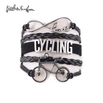 

Little MingLou Infinity love cycling bracelet bike charm sport hobby bracelets & bangles for women men jewelry drop shipping