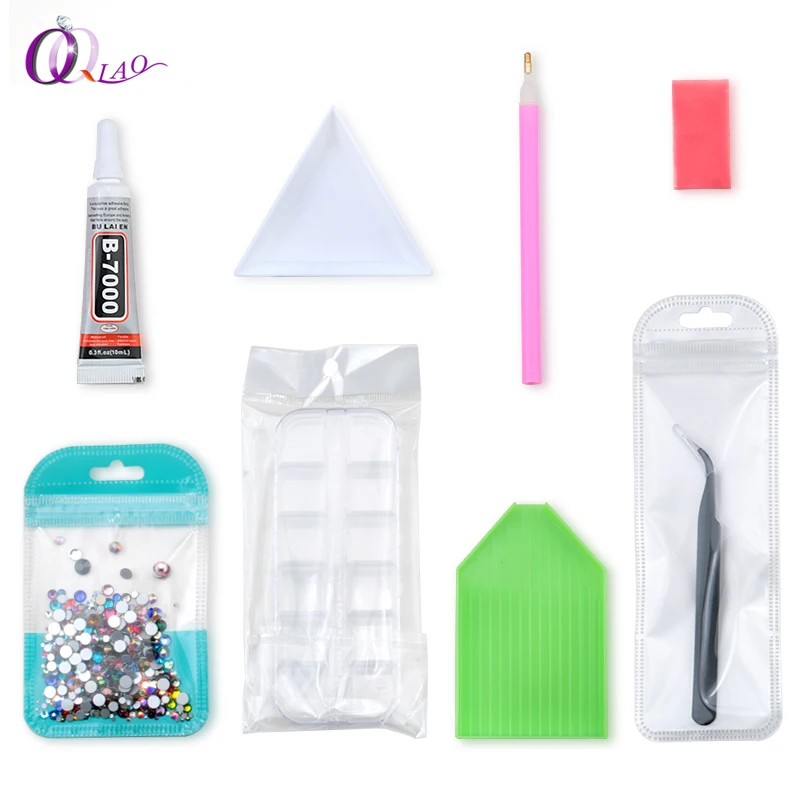 

QIAO DIY Tool Set Accessories for decor Crystals Glass Non HotFix Strass Rhinestone glitter Picking up pen Box Tray Plate