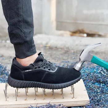 

New exhibition 2019 Lightweight fashion Breathable Safety Shoes Men Steel Toe anti-smashing sneaker Work Protective Boots 37-46