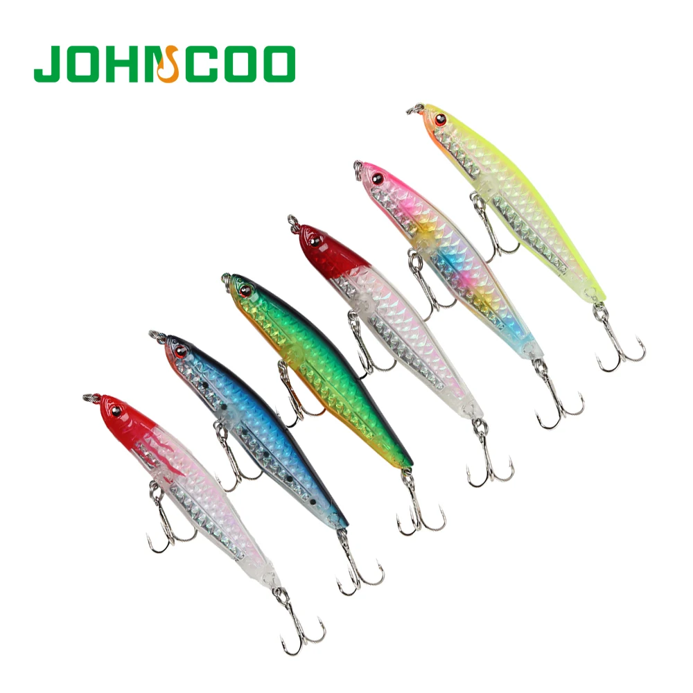 

JOHNCOO 1pc Artificial Pencil Hard Fishing Lure 85mm 18g Lifelike Wobblers with 2 Sharp Treble Hooks Hard Baits Fishing Lure