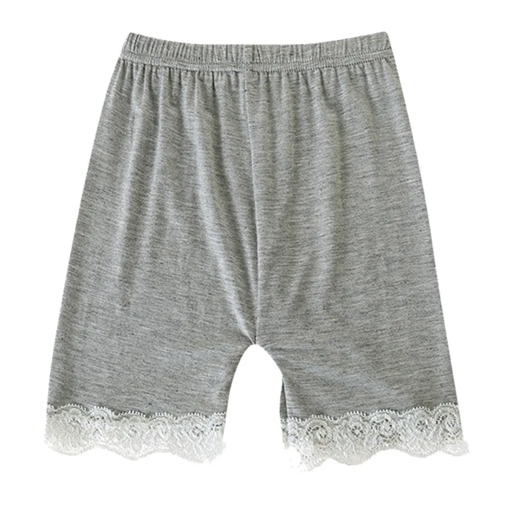 Gray Короткие хлопковые шорты для маленьких девочек летние повседневные однотонные кружевные безопасные штаны для девочек, нижнее белье детская одежда для маленьких девочек от 2 до 7 лет, K523 - Цвет: Gray