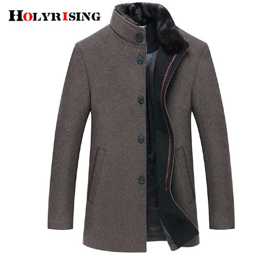 Holyrising, мужские шерстяные пальто, Casaco Masculino Inverno, на одной пуговице, мужское пальто, ветрозащитная Мужская одежда, тонкие пальто для мужчин, 18519-5 - Цвет: Coffee