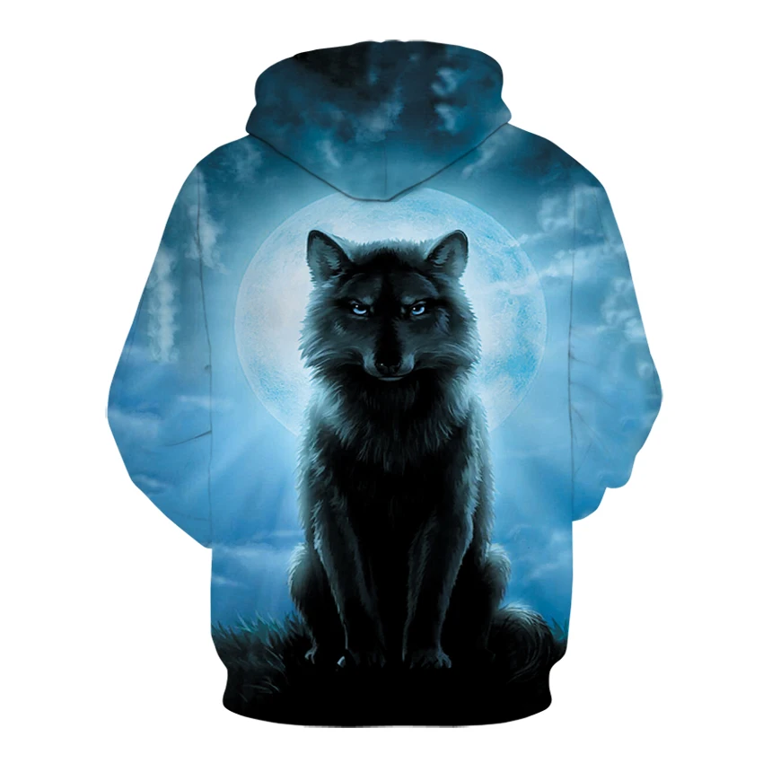 Fashion Men Wolf Animal 3D Printed Hooded Hoodies Men / Women's Shinning Wolf Design Sweatshirts 3D Harajuku Hoody