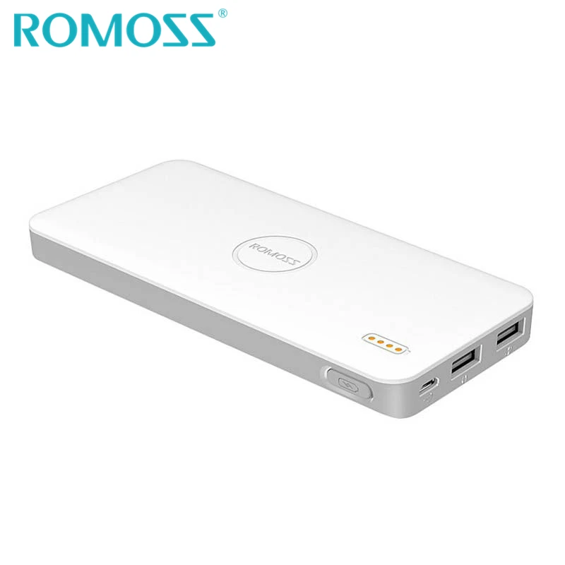 Внешний аккумулятор ROMOSS, 10000 мА/ч, тонкий литий-полимерный внешний резервный аккумулятор, 2 USB зарядки для iPhone 7 Plus, синий, розовый, белый - Цвет: White