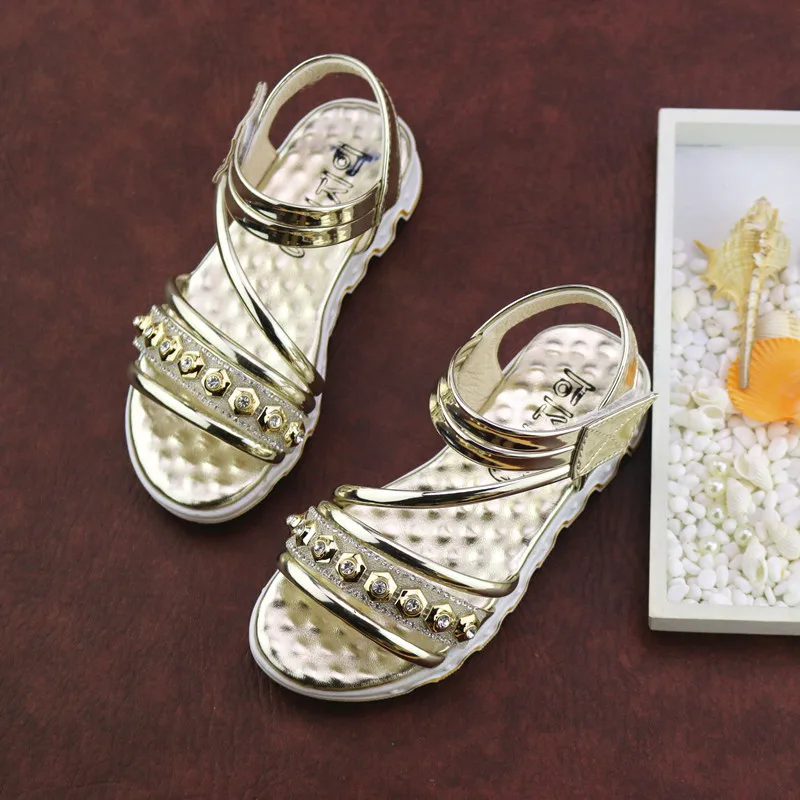 Детская Новые Летние босоножки милые сандалии для девочек Детская принцессы со стразами Обувь Детская обувь