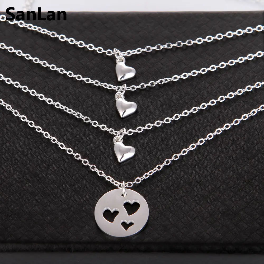 SanLan Colgante de acero inoxidable para madre e hija, corazón delicado