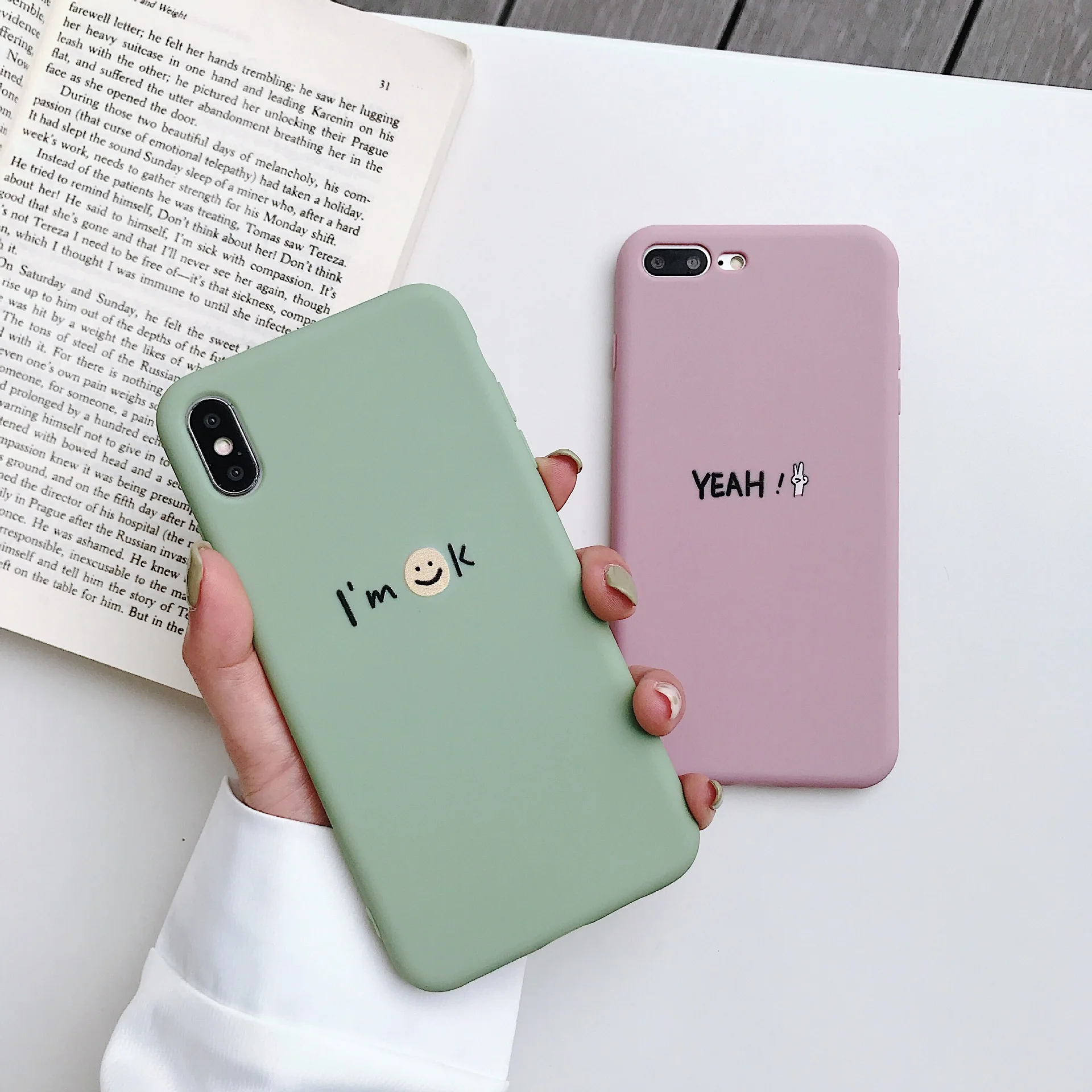 

Candy Color Phone Case For iPhone X Xsmax XR Case Cute Cartton Letter Phone Case For iPhone 6 6S 7 8 Puls Soft Silicone Cover