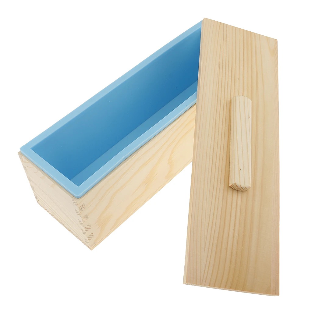 3 Colors Silicone Soap Mold Flexible Rectangular Soap Loaf Mold Includes Wood Box DIY Crafts Supplies