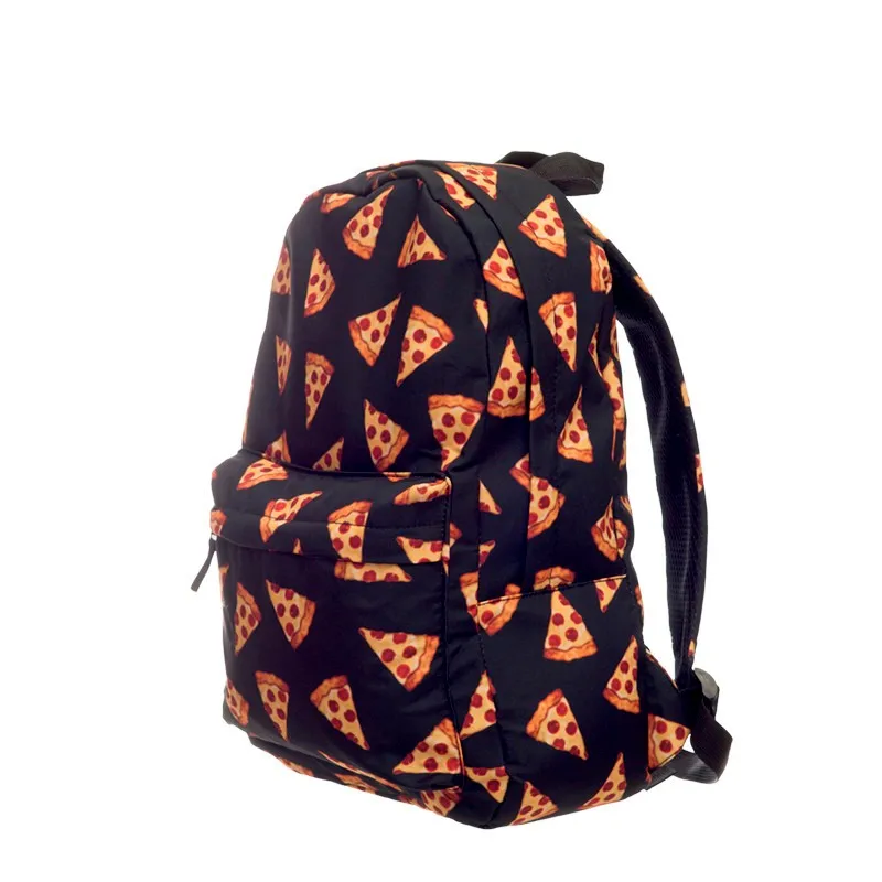 Черный рюкзак с 3D принтом для пиццы, женские рюкзаки mochila, новые школьные Рюкзаки mochilas sac a dos rugtas zainetto
