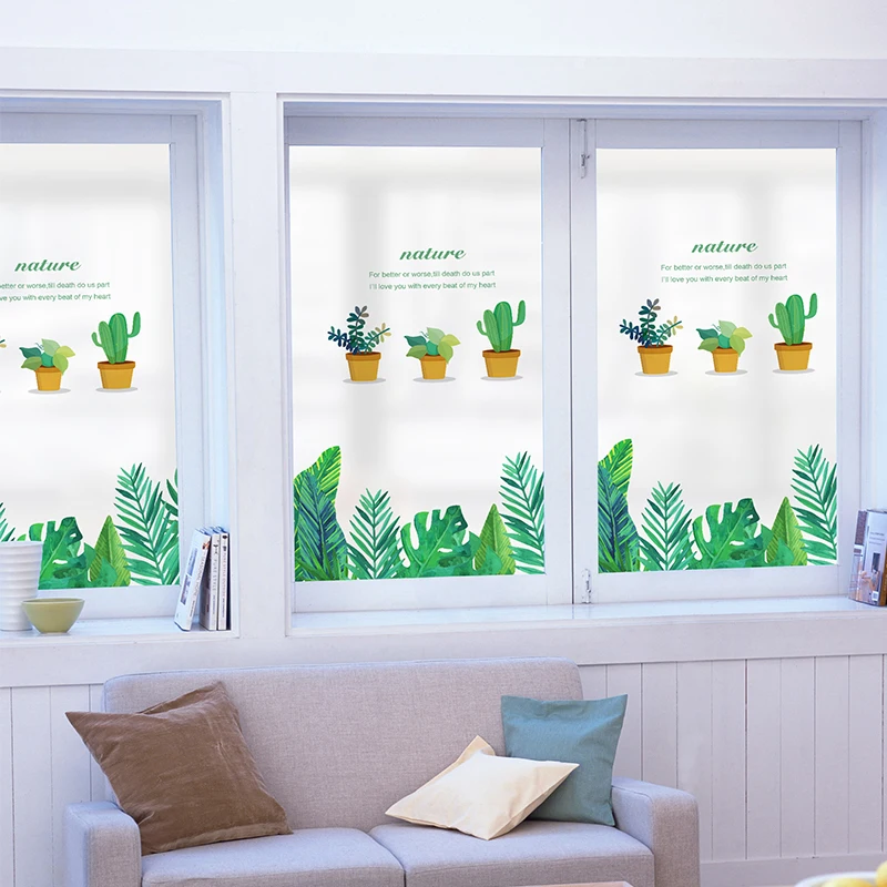 Frosted glass window stickers translucent opaque green glass sticker