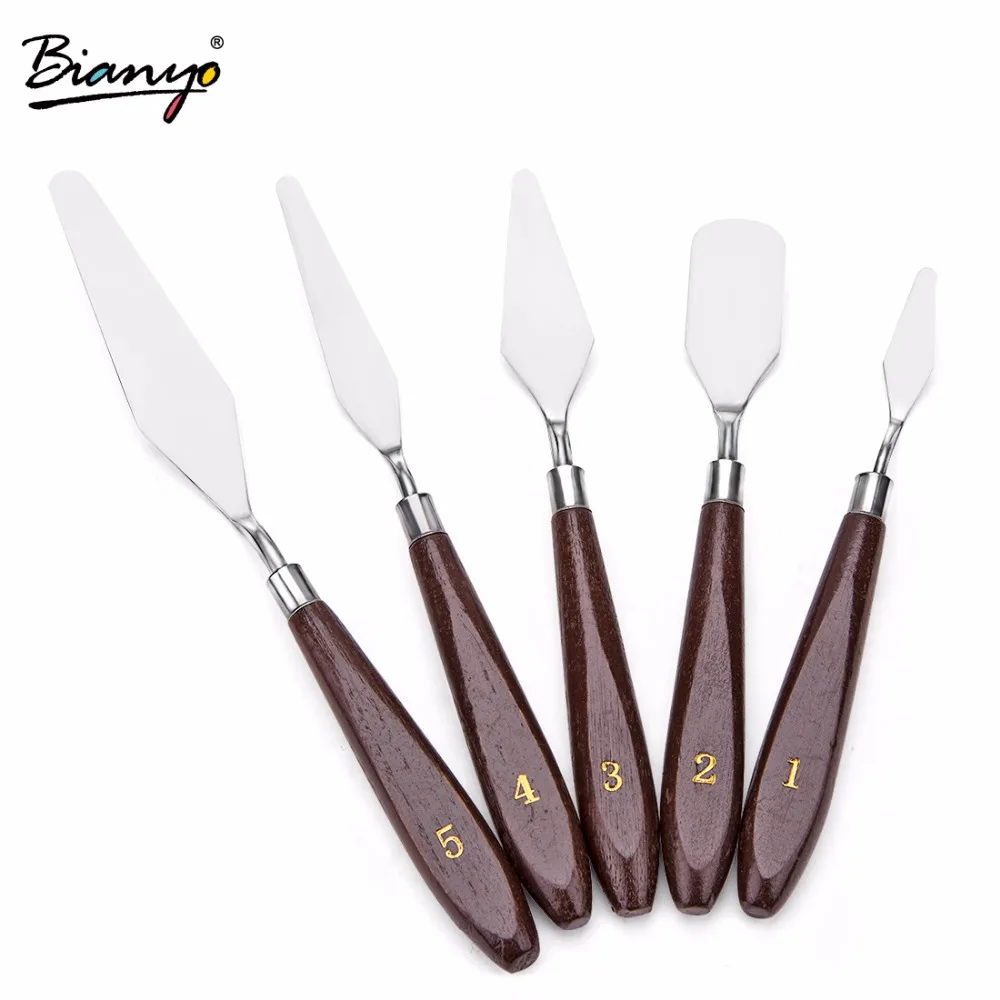 

Binayo 5Pcs Oil Knives Artist Crafts Stainless Steel Spatula Palette Knife Set For Oil Painting Mixed Scraper Art Supplies