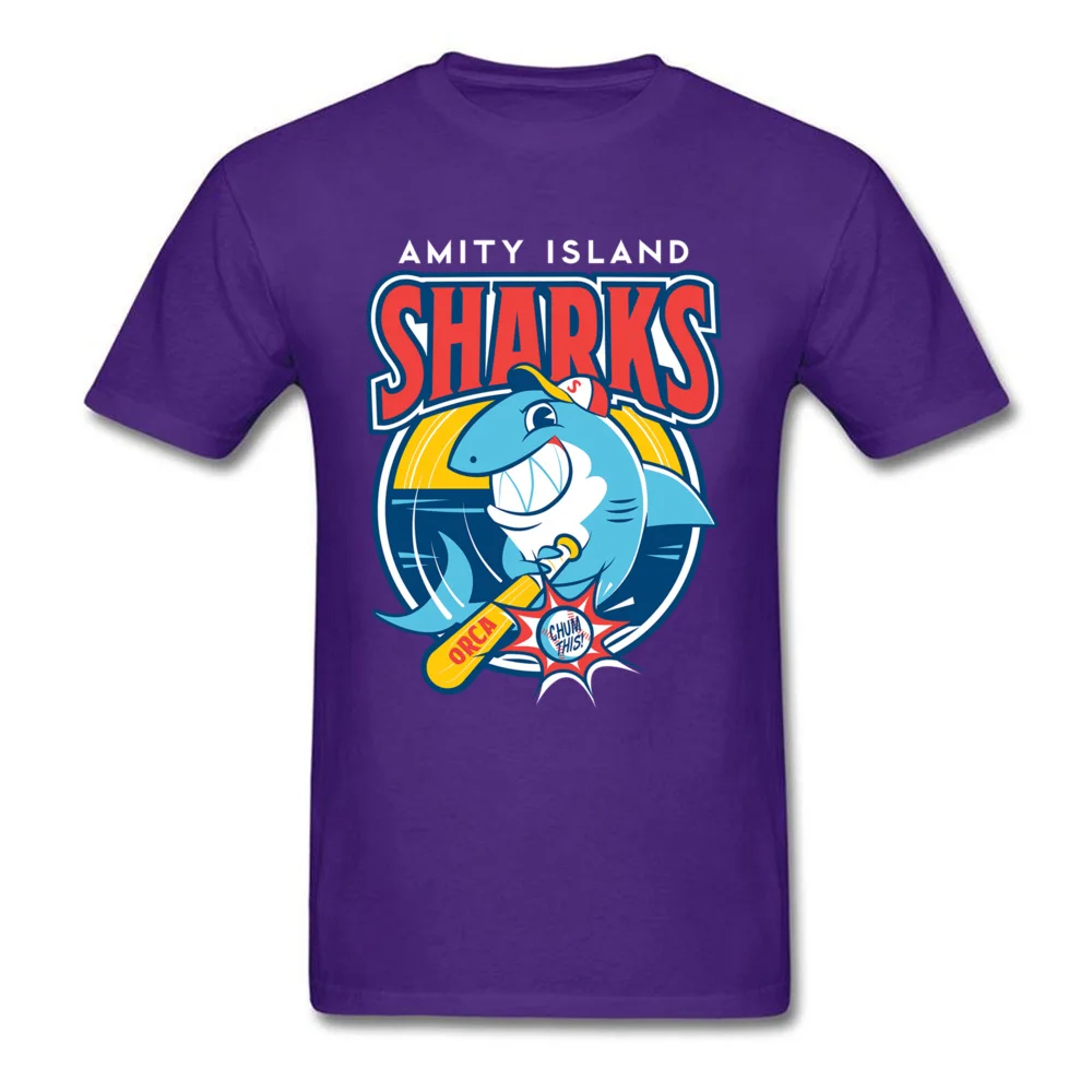 Tops T Shirt amity island sharks 5629 Summer Retro Normal Short Sleeve 100% Cotton Crew Neck Men Top T-shirts Normal Tee Shirts amity island sharks 5629 purple