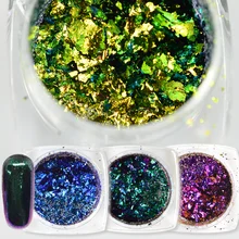 1 коробка, хамелеон, 27 цветов, 3D хлопья, блестки для ногтей, порошок, пыль, зеркало, хромированный пигмент, листы для дизайна ногтей, украшения, TRBS01-27