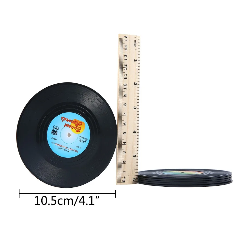 6/4 قطع ريترو الفينيل cd سجل المشروبات الوقايات وضع جدول كأس حصيرة المنزل الإبداعية القهوة شرب تحديد الموقع المائدة الغزل مضحك هدية