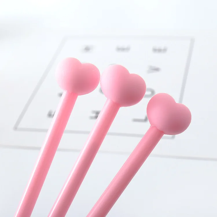 

48 pcs/lot Pink Heart Gel Pen Cute 0.38 mm black ink Signature pens for writing office school supplies stationery gift