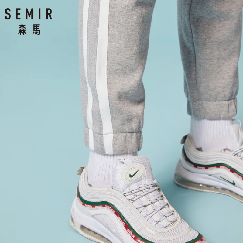 SEMIR мужские спортивные штаны в полоску с эластичным поясом-шнурком, мужские спортивные штаны с боковым карманом