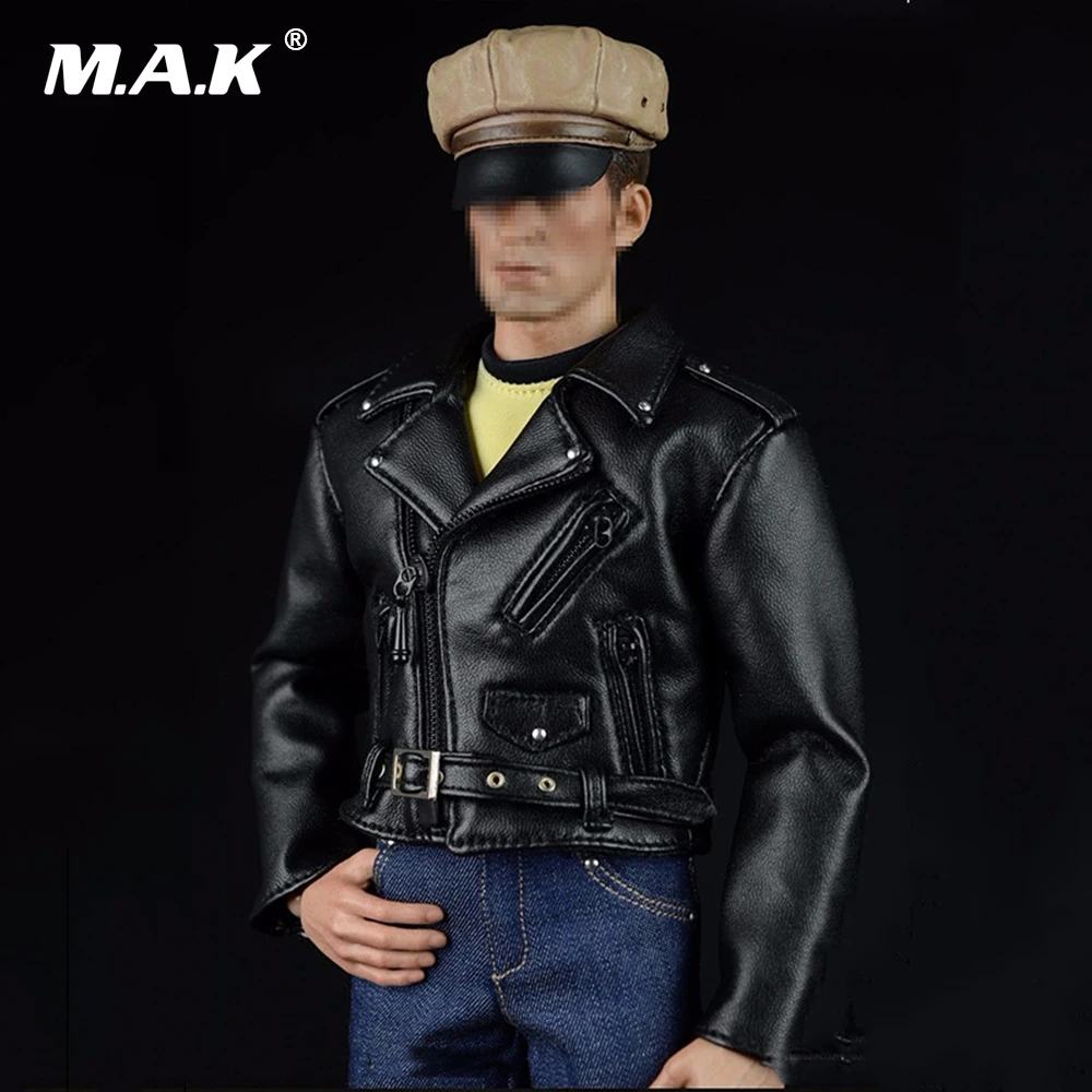 

1:6 Scale Locomotive Cloth Hippie Motorcycle BlackLeather Coat & Jeans Trousers & Hat & Boots Set for 12" Male Action Figure