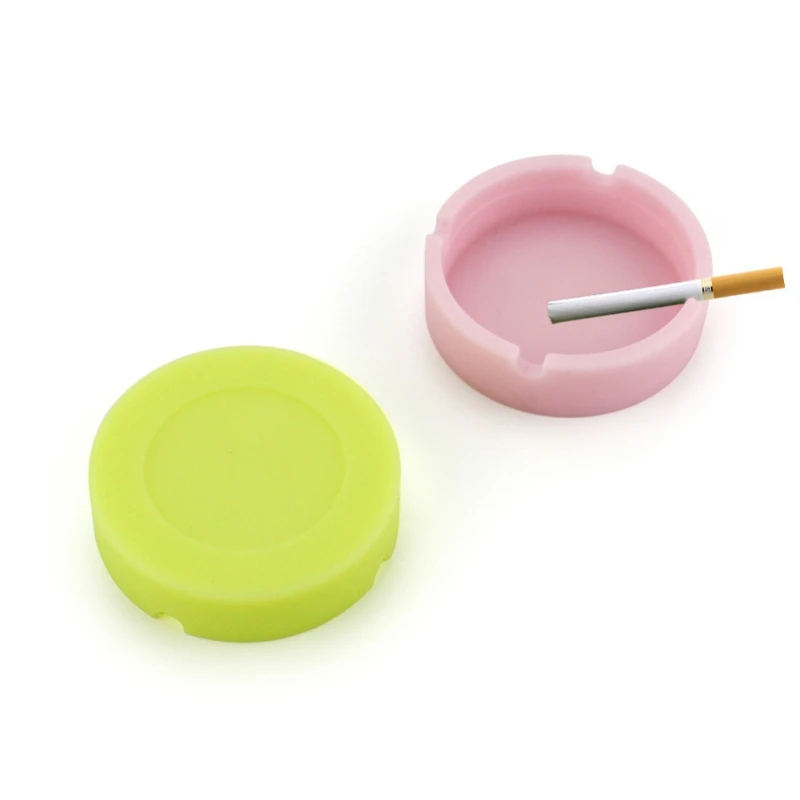 

Silicone anti-scalding anti-fall ashtray resistant to falling Creative round camouflage luminous fluorescence ashtray