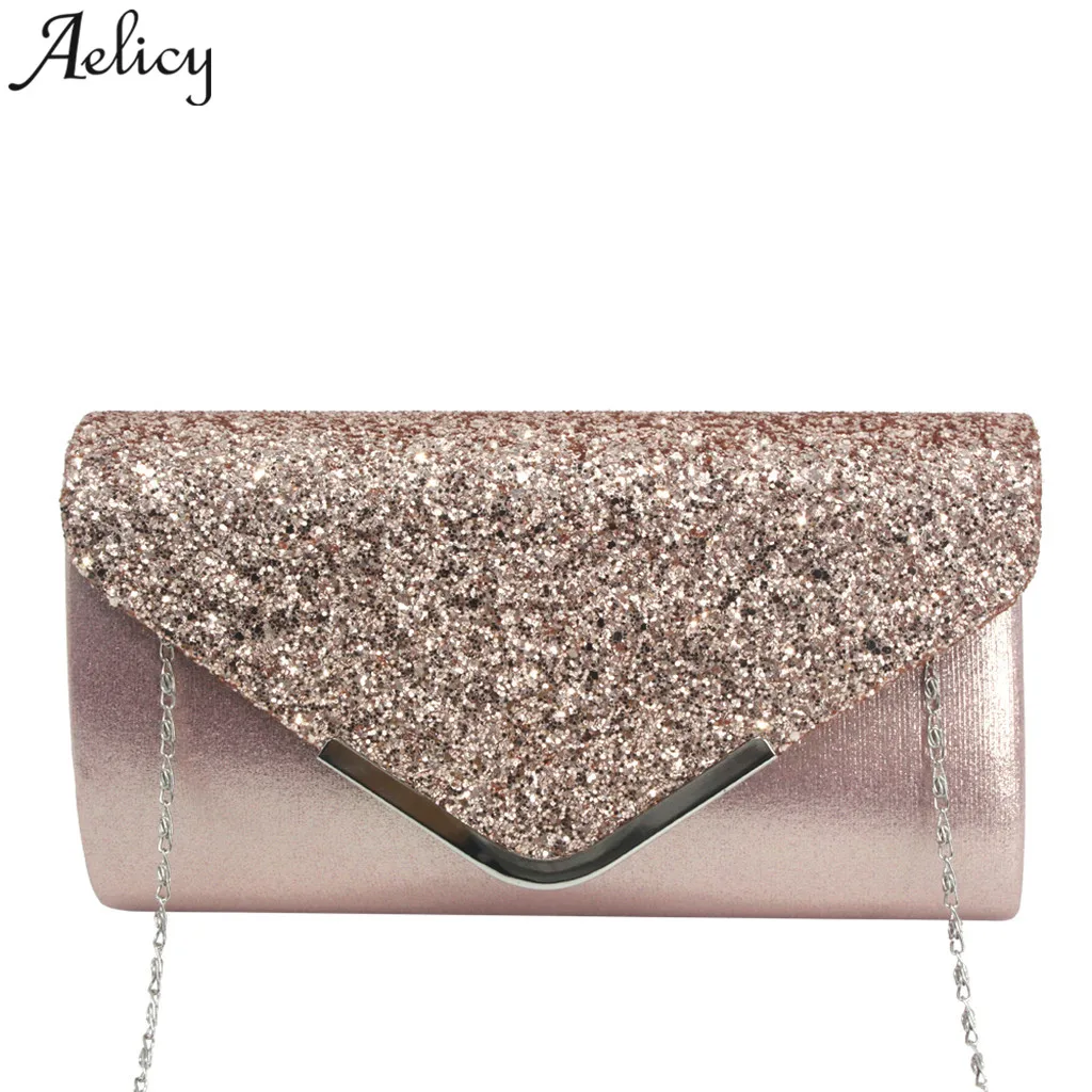 

Aelicy Women Messenger Bag Sequins Leather Ladies Shoulder Bags Cocktail Party Chain luxury handbag women bags designer 2019 HOT