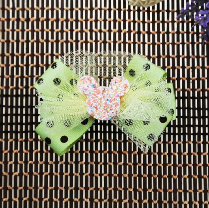 bling polka dot organze hair clip2