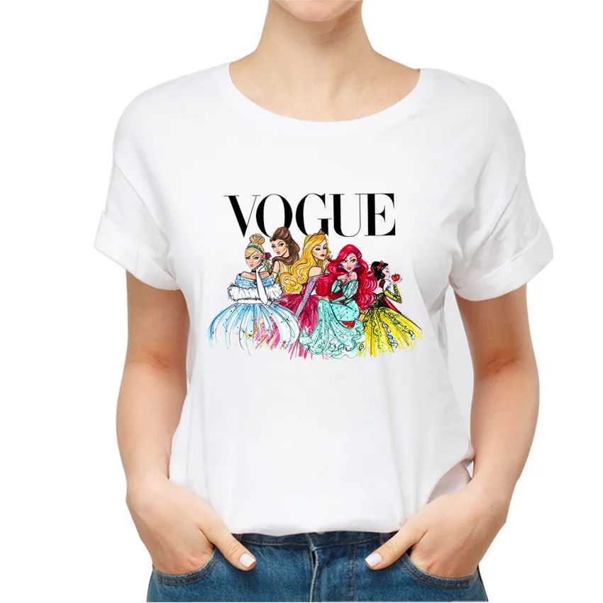 Модная одежда для мамы и сына/дочери футболка Костюмы Vogue принцесс шаблон печати Для женщин футболка Повседневное короткий рукав летние топы