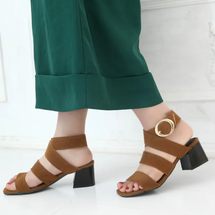 

Big Size 11 12 13 14 high heels sandals women shoes woman summer ladies open-toed Squarehead cingulate Thick with sandals