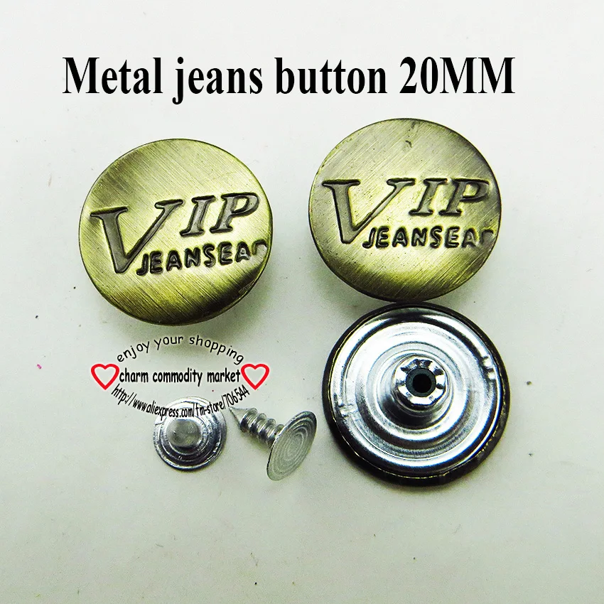 30PCS 20MM VIP Bronze tone jean buttons metal jeans trousers button