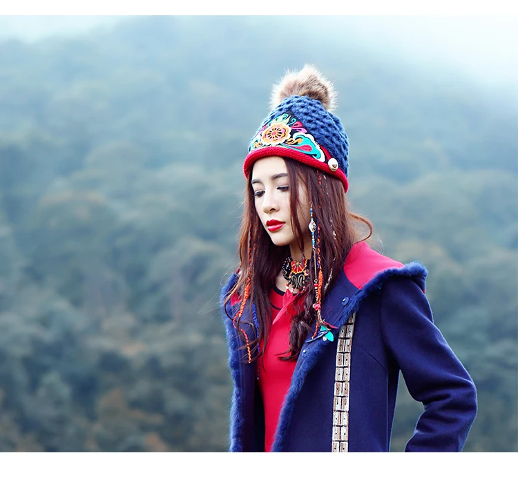 Faye's store древний Национальный Ветер женское вышитое пальто осень зима плащ с шапками шуба
