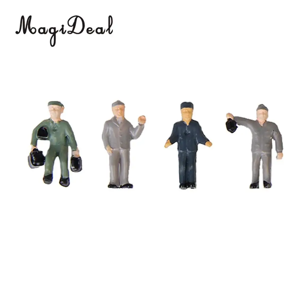 25Pcs/Lot 1:87 Scale Painted Mix Model Train Railway Station Platform Worker People Figures with ladder Bucket Layout Scene Toys