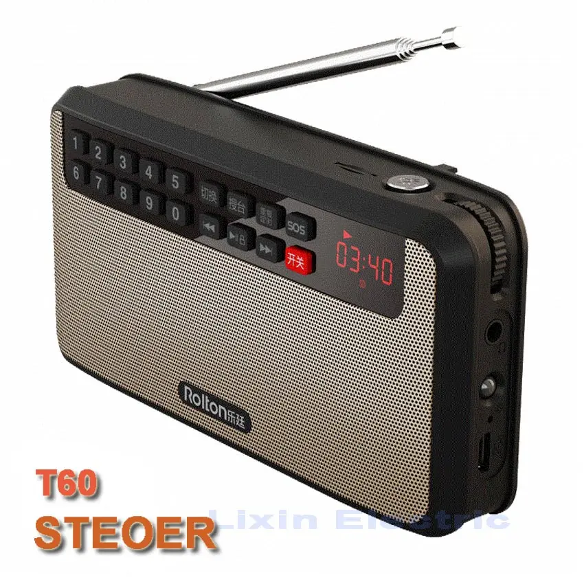 Mp3 плеер RoltonT60 мини портативные аудио колонки FM радио светодиодный экран
