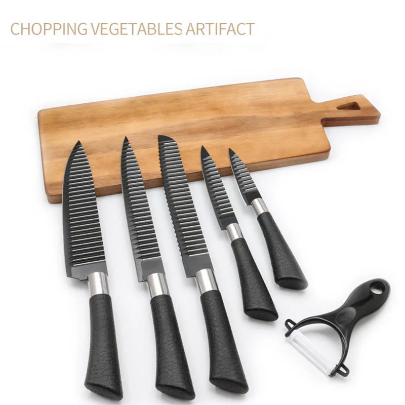 

6Pcs/Set Kitchen Knife Set Stainless Steel Sharp Non-Slip Handle Household Kitchen Stria Non-Stick Knife Cooking Tool Set