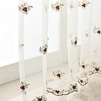 

Special Sheer Curtain for Living Room Floral Embroidered Sheer For Window Bedroom Marriage Curtians Tulle Treatments