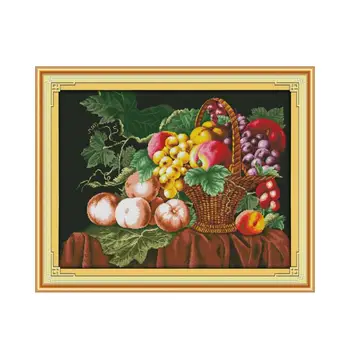 

11CT 14CT count grid embroidered cross stitch kit fruit basket three-dimensional full embroidery simple modern hand embroidery