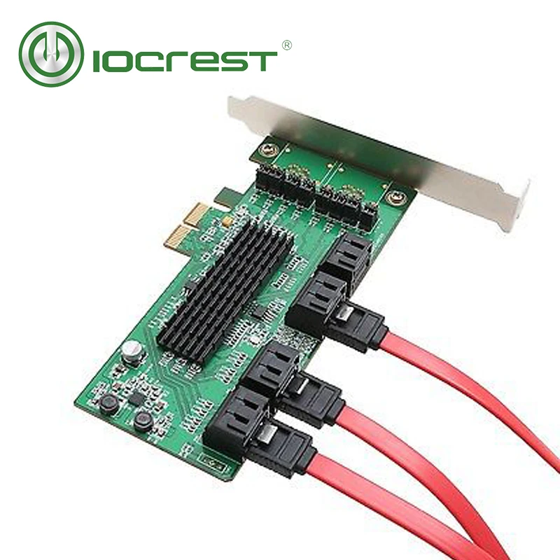 IOCREST SATA III 8 портов контроллер карты PCIe 2,0x2 sata 6g плата расширения с низкопрофильным кронштейном поддержка win10