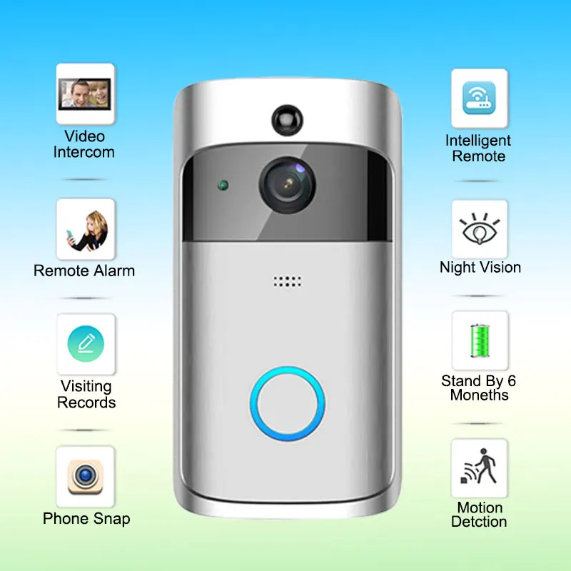 Smart Security Wireless WiFi Doorbell With Camera Door Phone Video Doorbell Intercom Remote Home Monitoring IR Alarm Camera