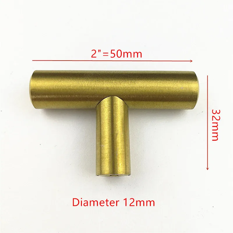 Диаметр 12 мм Нержавеющая сталь матовая золотая ручка дверца кухонного шкафа Т-образная ручка "~ 24"