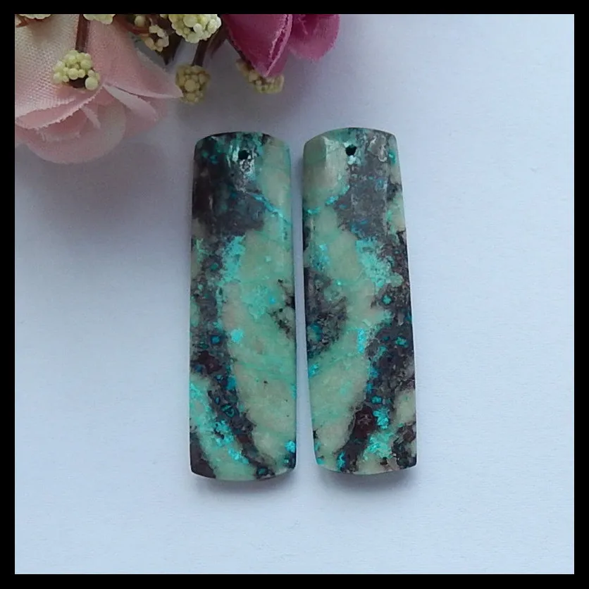 

Natural Gemstone Chrysocolla fashion woman Earrings,45x14x4mm,16.3g